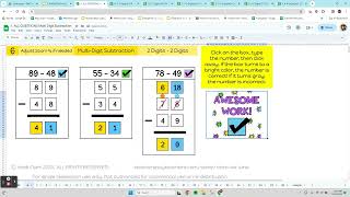 Multi Digit Subtraction with Carrying - Self Checking Google Sheets activity with templates