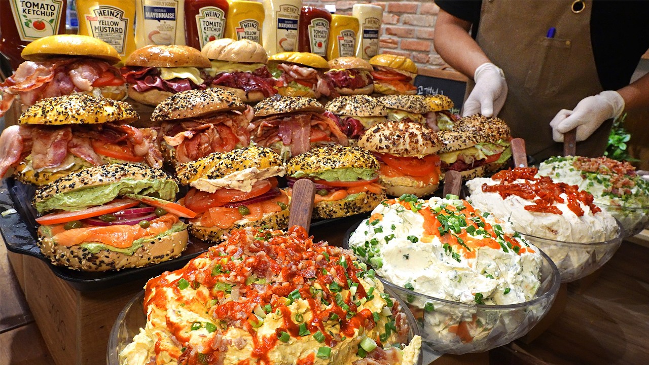 뉴욕에서 가장 유명하다는 베이글 샌드위치? 한국 진출 한달만에 월매출 1억 찍었던 크림 듬뿍 베이글 등. 베이커리 영상 몰아보기┃Bakery TOP4/KoreanStreetFood