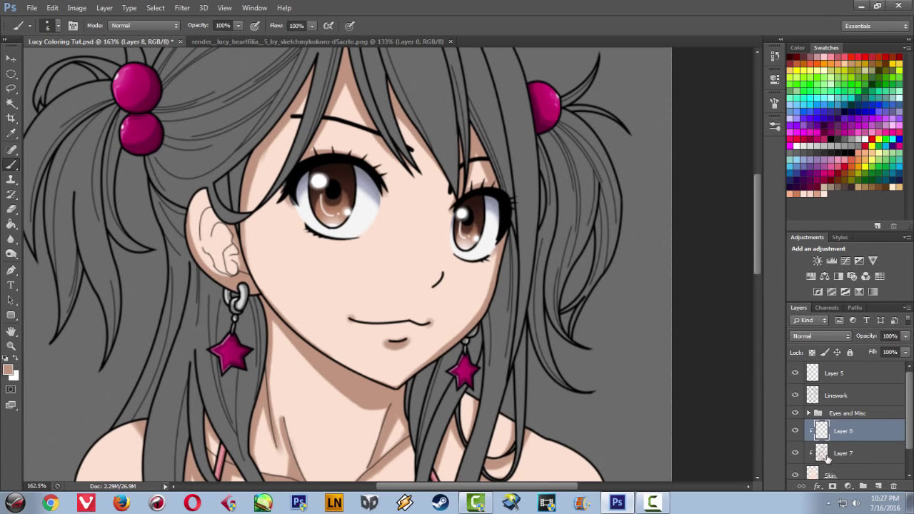 How to Color Anime Skin in Photoshop CS6 - Coloring and Cel Shading