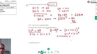 Estimation Edexcel 2019 Maths GSCE Higher Tier Paper 1 Question 8