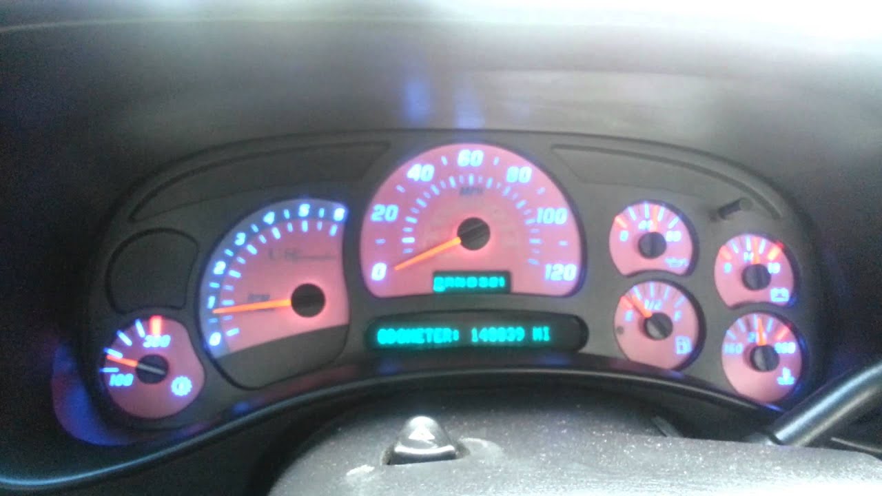 Pink gauges face & white blue led 03 Silverado YouTube