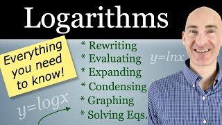 Logs Complete Guide to Mastering Logarithms  Rewrite, Evaluate, Expand, Condense, Graph, Solve