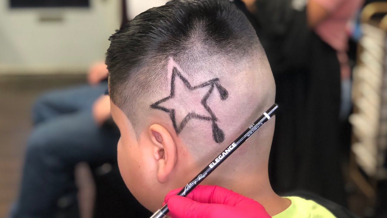 Easy Star Barber Design Haircut Tutorial with Hair Design Stencil and  Elegance Color Pencil - YouTube