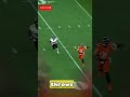 Bo Nix initially fakes a pass before deciding to runthe ballHe then throws a jump ball downfield.