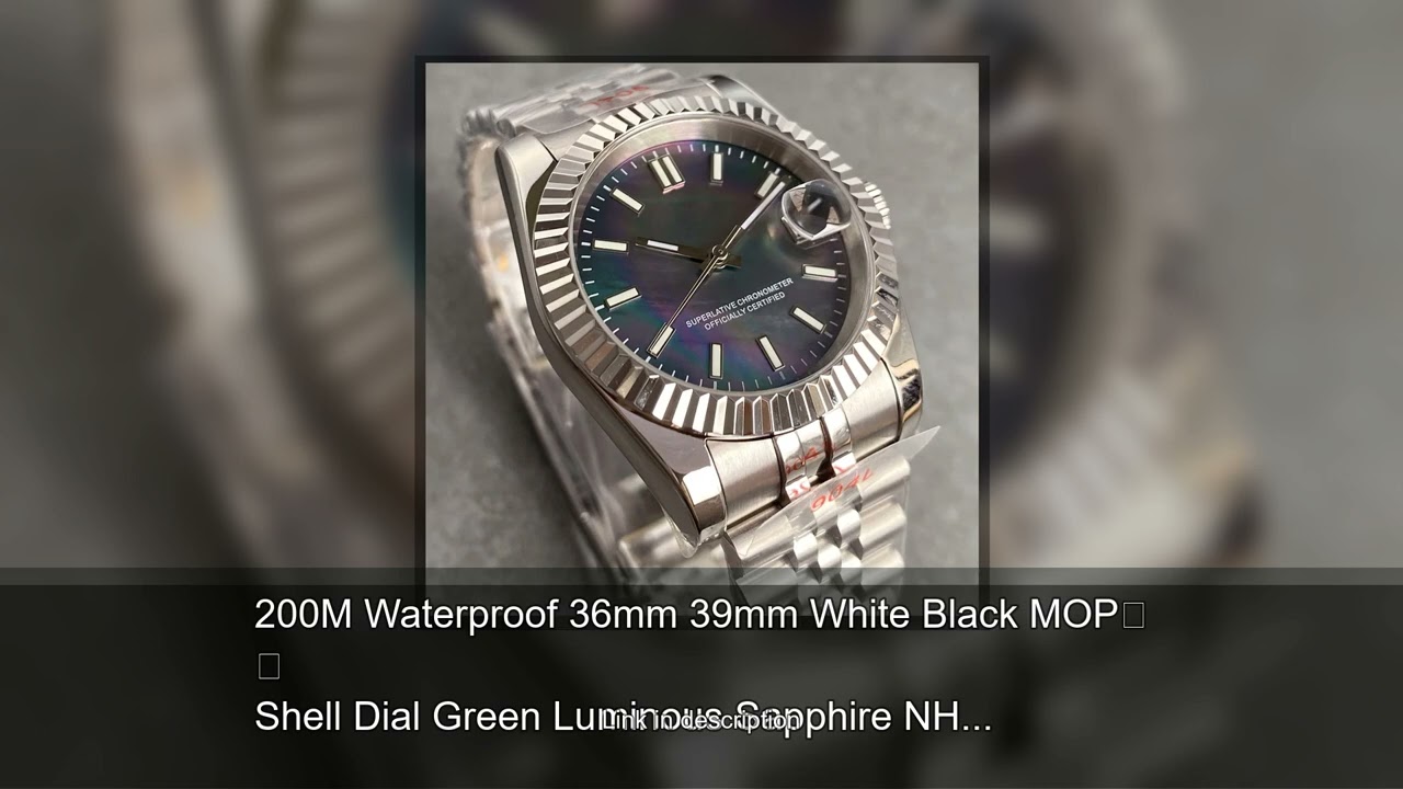 200M Waterproof 36mm 39mm White Black MOP Shell Dial Green Luminous Sapphire NH35A Diving Watch