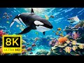 Aquarium 8K VIDEO (ULTRA HD) - Sea Animals With Relaxing Music - Rare &amp; Colorful Sea Life Video