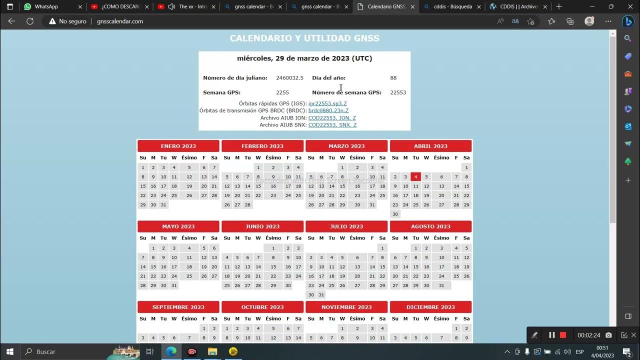 DESCARGAR EFEMERIDES CON GNSS CALENDAR Y CDDIS YouTube