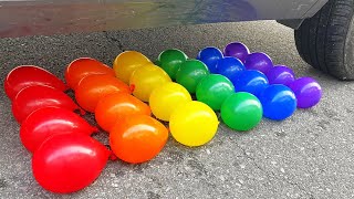 Experiment: Wheel Car VS Mini Car Squeeze Figurines Balloons. Crushing Crunchy & Soft Things by Car!