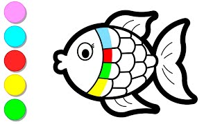 Draw and paint colorful Fish step by step  Art tips for kids  Toddlers