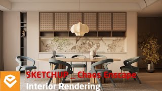Enscape 3 For SketchUp | 017 Realistic Sun Set Lighting Interior Dining & Kitchen