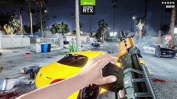 GTA 6 PC REAL LIFE Graphics: 5 Stars INTENSE Police Chase / BRUTAL Weapon & Engine Sounds