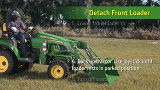 how to detach a john deere 120r front loader | john deere sub-compact tractors