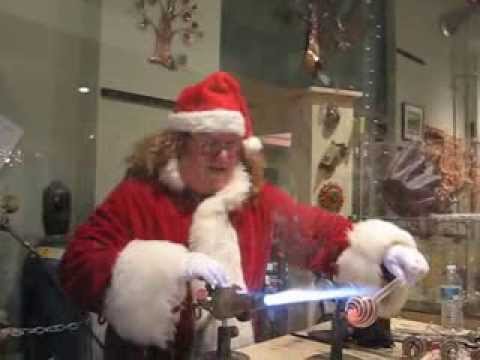 Glassblowing Santa - Asheville Glass Artist Jason Probstein at Mountain Made Gallery