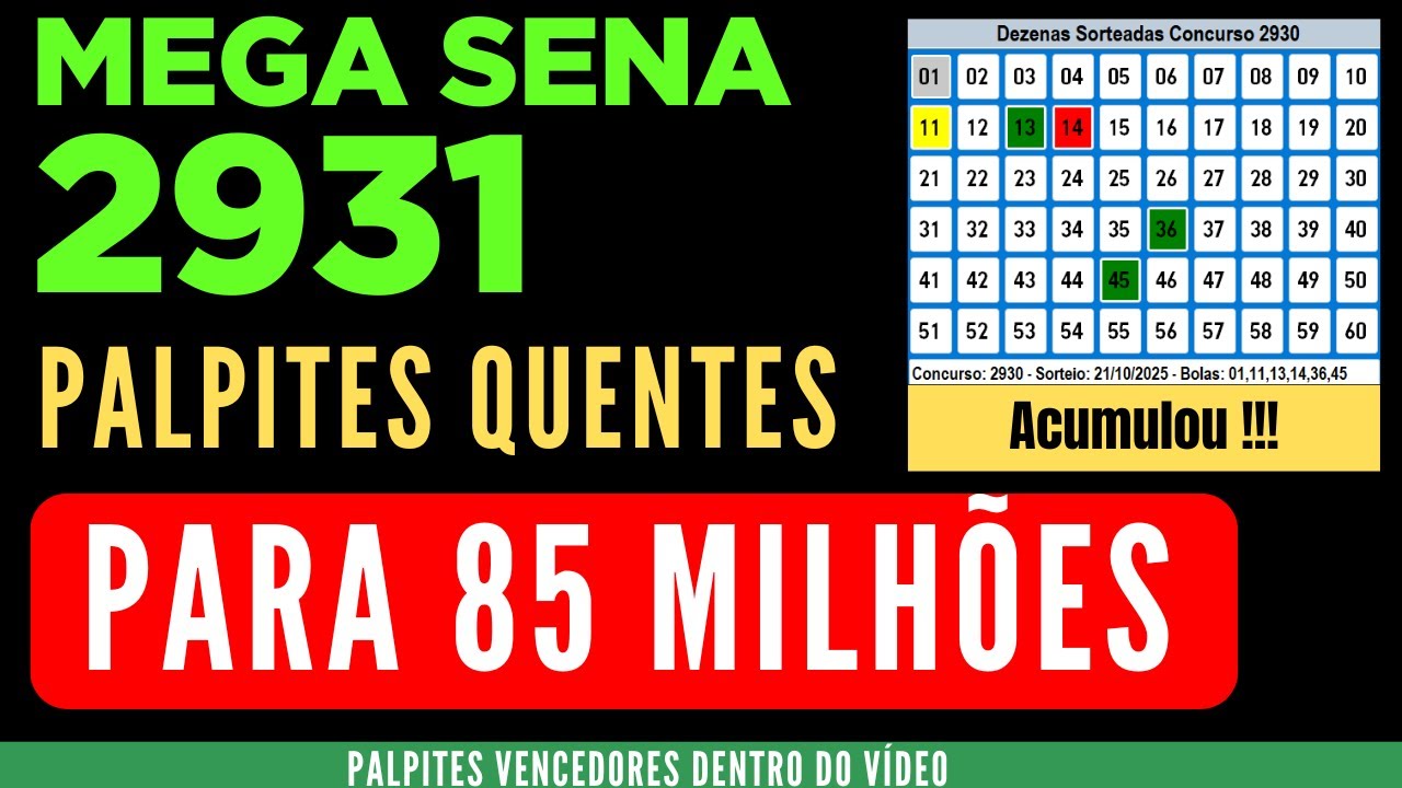 Mega Sena 2931; 41 Palpites Certeiros; Análise e Palpites