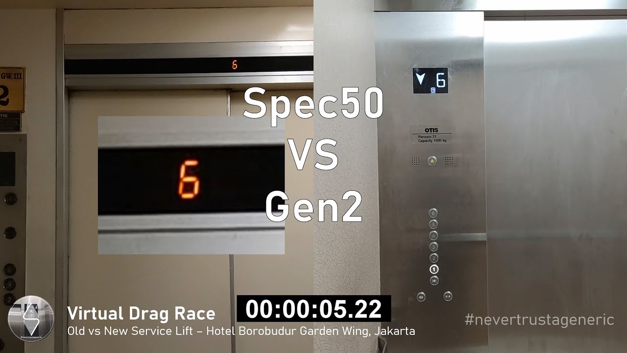 Virtual Drag Race Eps. 8A: Old vs New OTIS Service Lifts - Hotel Borobudur Jakarta (Garden Wings)