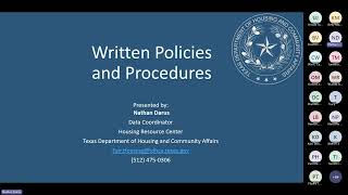 Written Policies and Procedures in TDHCA Monitored Properties