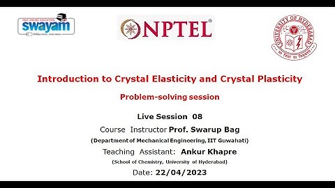 Introduction to Crystal Elasticity and Crystal Plasticity | Session 08 | Problem-Solving | NPTEL