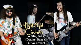 The Night Flight Orchestra - White Jeans (Drums, Bass & Guitar cover) ft. Jarod on Hair