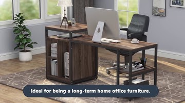 Tribesign  47 inch Home Office Desk with Printer Stand & 23 inch Bookcase