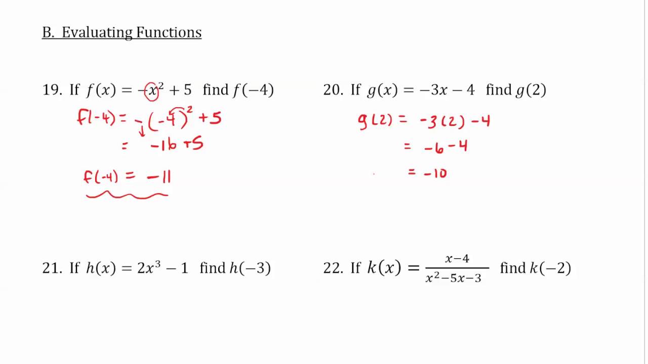 Evaluating Functions with values - YouTube