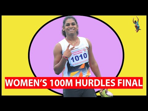 100m hurdles final Women U20 Agasara Nandini takes the gold with a time of 13.94