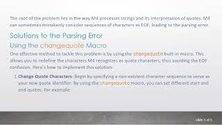 Fixing the end of file in string Error in M4 Parsing