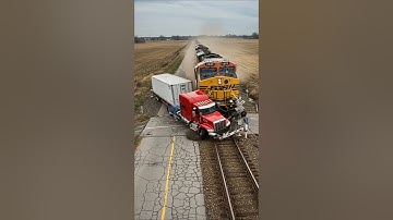 🚨 Extreme Train Crash! Truck Trapped on Tracks Gets Smashed! 💥🚂 #TrainCrash #TrainAccident #truck