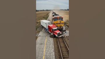 🚨 Extreme Train Crash! Truck Trapped on Tracks Gets Smashed! 💥🚂 #TrainCrash #TrainAccident #truck
