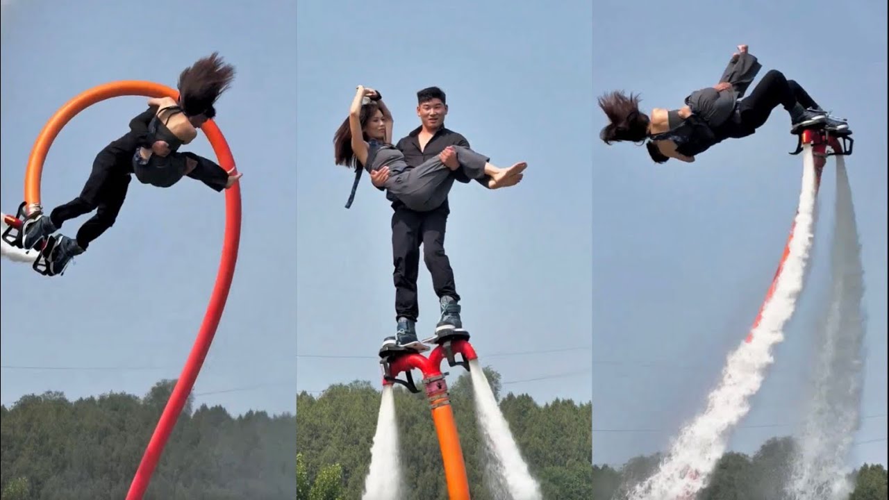 Кататься на флайборде так романтично💃👍Они наслаждаются полетом над водой! 