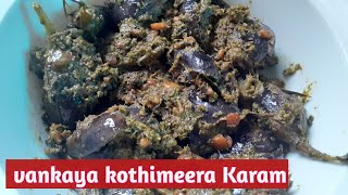 Vankaya Kottimeera karam in telugu|Vankaya curry in telugu|Gutti vankaya curry| Brinjal curry telugu