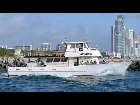 Haulover Inlet Waves Vs Fishing Charter Boats - 4K UHD - Miami Beach FL