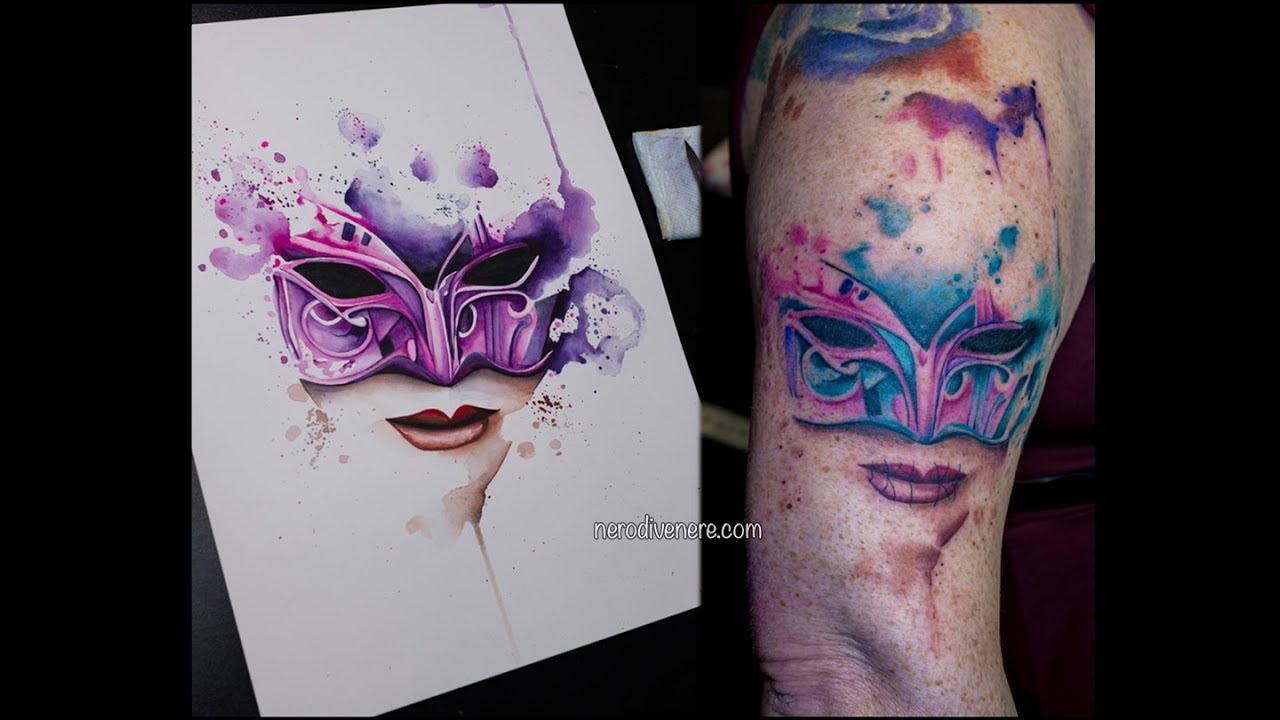 Venetian Mask Tattoo by Moni Marino TattooNOW