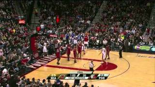 Nicolas Batum big block on LeBron James (January 9, 2011)