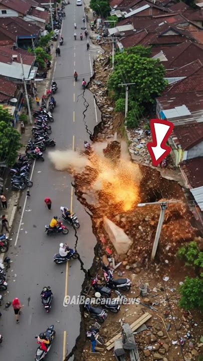 Tanah Amblas Retakkan Jalan Utama Tasikmalaya #shorts #TanahAmblas #BencanaTasikmalaya #Waspada