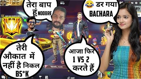 Two Grandmaster Boys Call A Hot Girl Noob And I Challange Them 1 vs 2 || FREEFIRE RANDOM CHALLANGE