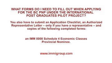 Forms to fill out when applying for the BC PNP under the Int
