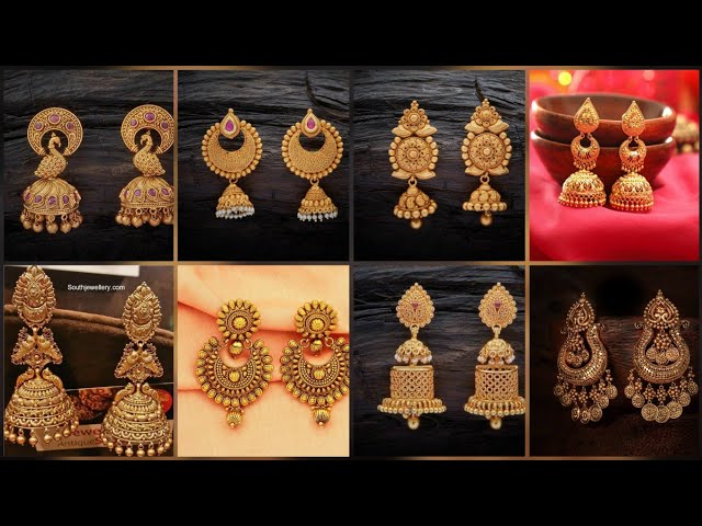 22K Gold Plated 3 Steps Indian Bridal Party Jhumka Jhumki Earrings Set |  eBay
