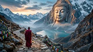 Deep Relaxation Tibetan Sounds | Evening Lantern at the Sacred Lake Beneath the Stone Buddha Face