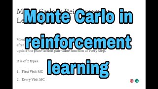 What is Monte Carlo in Reinforcement Learning?