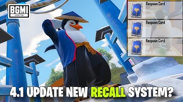 🔥 Extra 3 Times Recall System In BGMI / PUBG 4.1 Update | BGMI Respawn/Recall Card Is Back! Again