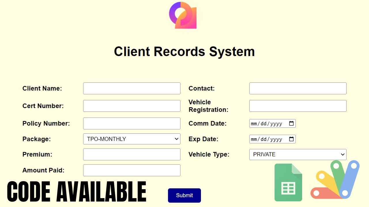 Client Record System CLIENT RECORDS SYSTEM WEB APP | HTML FORM DATA TO GOOGLE SHEET | R33 ...