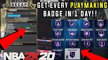 *NEW* FASTEST WAY to get every PLAYMAKING BADGE on NBA 2K20! UNLOCK THEM ALL IN 1 DAY AFTER PATCH 8!