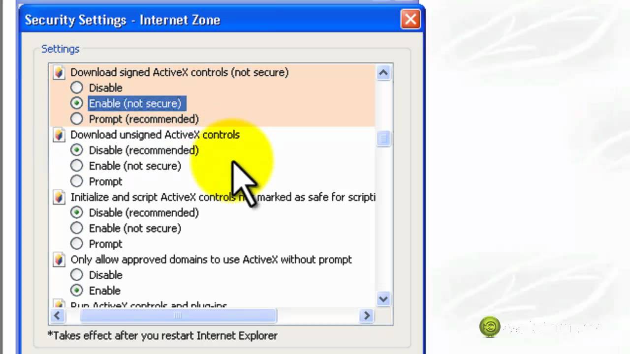 internet Internet Explorer ocx error