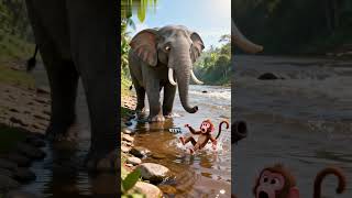 The Elephant and the Mischievous Monkey#cartoon #viral #animation #monkey #elephant