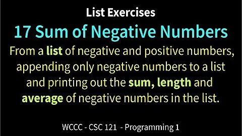 17 Sum of Negative Numbers (Python)