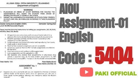 Aiou English solved assignment - 1 | Code 5404 | Paki Official