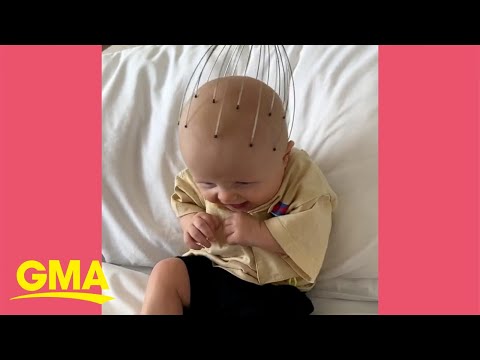 Watch this baby's amazing reaction to a head massager l GMA