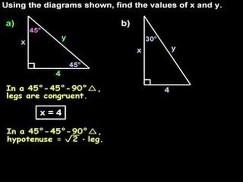 Special Right Triangles 30 60 90 And 45 45 90 Triangles Youtube