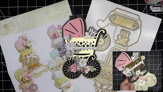 Anna Griffin Baby Carriage Easel Die Set Review Tutorial! Gorgeous in Carte Noire!