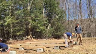 Laying out the foundations, beams, and joists in preparation for
yurt-raising day. we built our yurt platform with help of many friends
over course o...